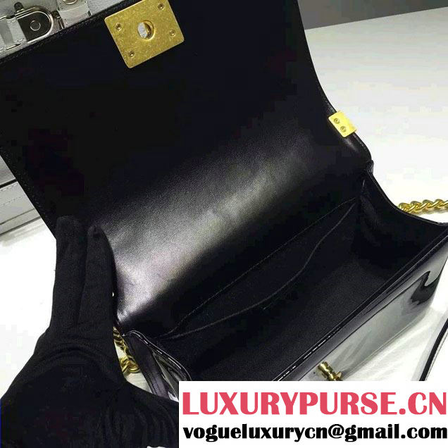 Chanel Medium Patent Leather Boy Flap Shoulder Bag Black 2015/2016