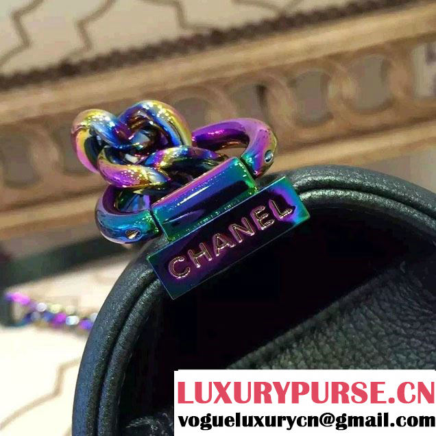 Chanel Iridescent Small Boy Flap Bag Green with Rainbow Hardware 2015/2016