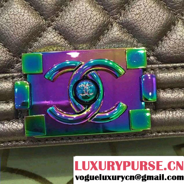 Chanel Iridescent Small Boy Flap Bag Purple with Rainbow Hardware 2015/2016