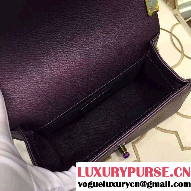 Chanel Iridescent Small Boy Flap Bag Purple with Rainbow Hardware 2015/2016