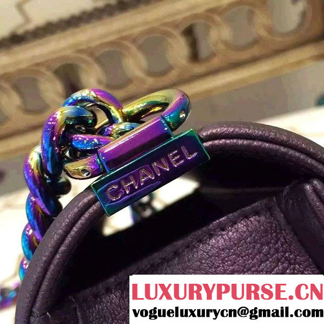 Chanel Iridescent Small Boy Flap Bag Purple with Rainbow Hardware 2015/2016