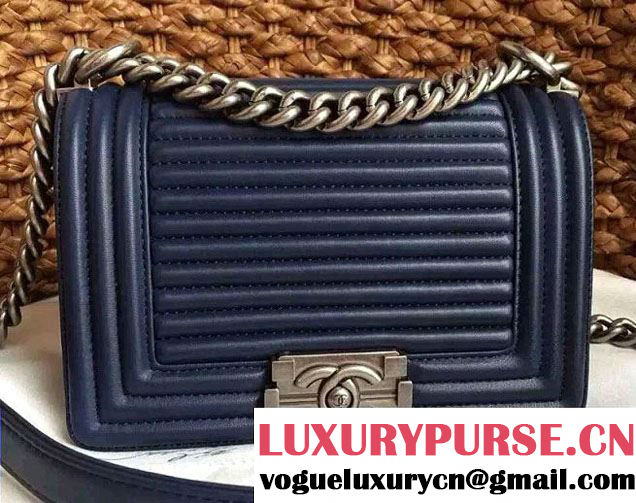 Chanel Horizontal Quilted Small Boy Flap Bag Blue 2015/2016