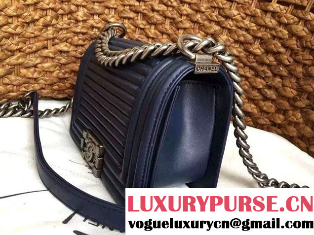 Chanel Horizontal Quilted Small Boy Flap Bag Blue 2015/2016