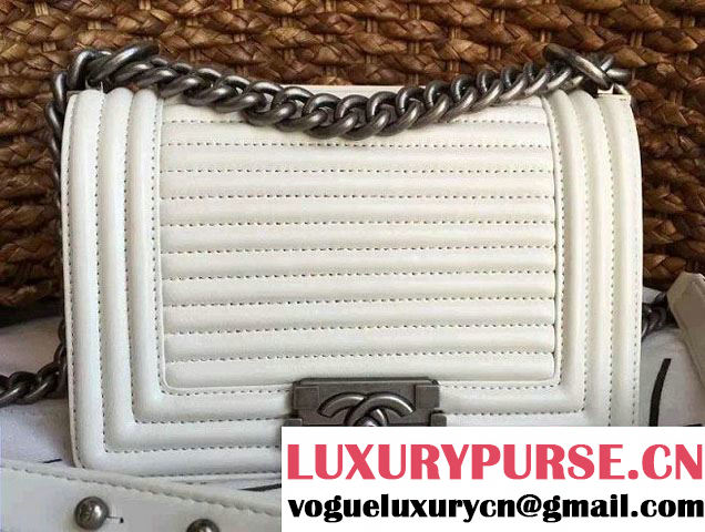 Chanel Horizontal Quilted Small Boy Flap Bag White 2015/2016