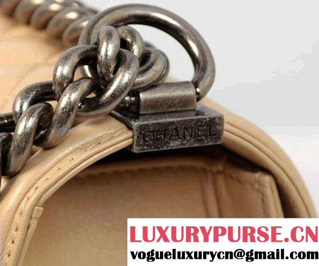 Chanel Medium Boy Flap Shoulder Bag A67086 in Lambskin Leather Apricot