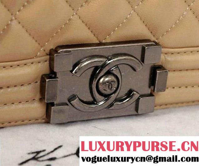 Chanel Medium Boy Flap Shoulder Bag A67086 in Lambskin Leather Apricot