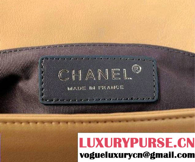 Chanel Medium Boy Flap Shoulder Bag A67086 in Lambskin Leather Apricot