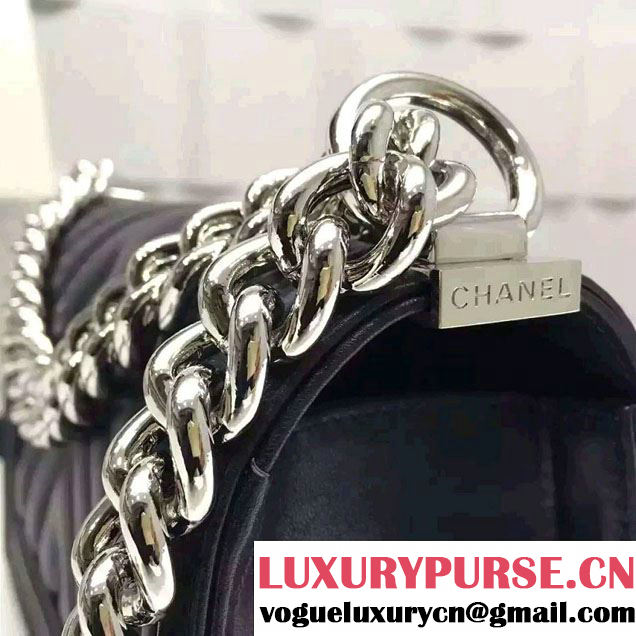 Chanel Shine Hardware Calfskin Boy Chevron Flap Small Bag Black 2016