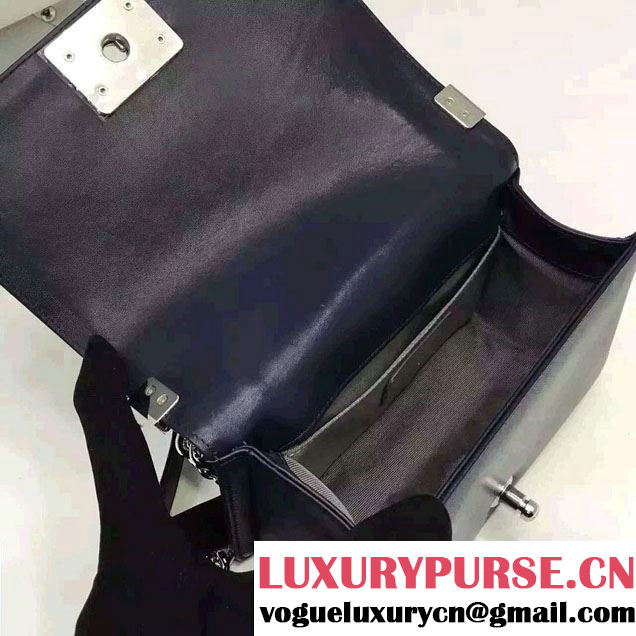 Chanel Shine Hardware Calfskin Boy Chevron Flap Small Bag Black 2016