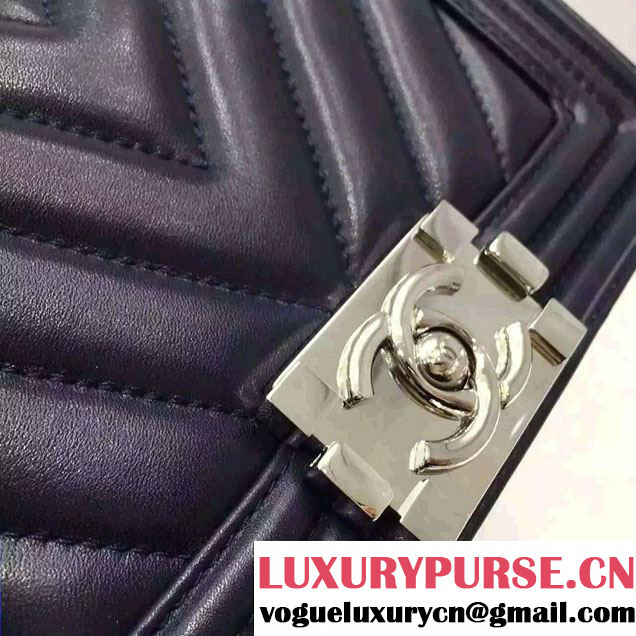 Chanel Shine Hardware Calfskin Boy Chevron Flap Small Bag Black 2016