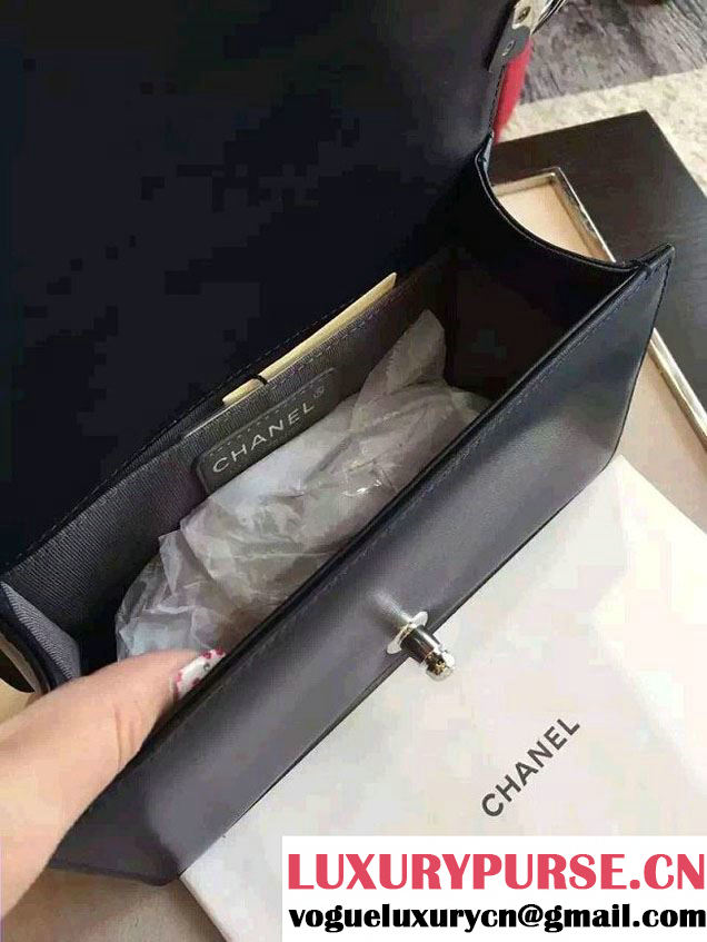 Chanel Shine Hardware Calfskin Boy Chevron Flap Small Bag Dark Blue 2016