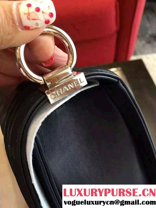 Chanel Shine Hardware Calfskin Boy Chevron Flap Medium Bag Dark Blue 2016