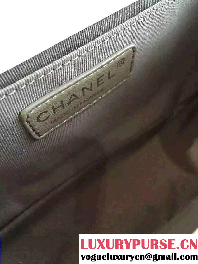 Chanel Shine Hardware Calfskin Boy Chevron Flap Medium Bag Off White 2016