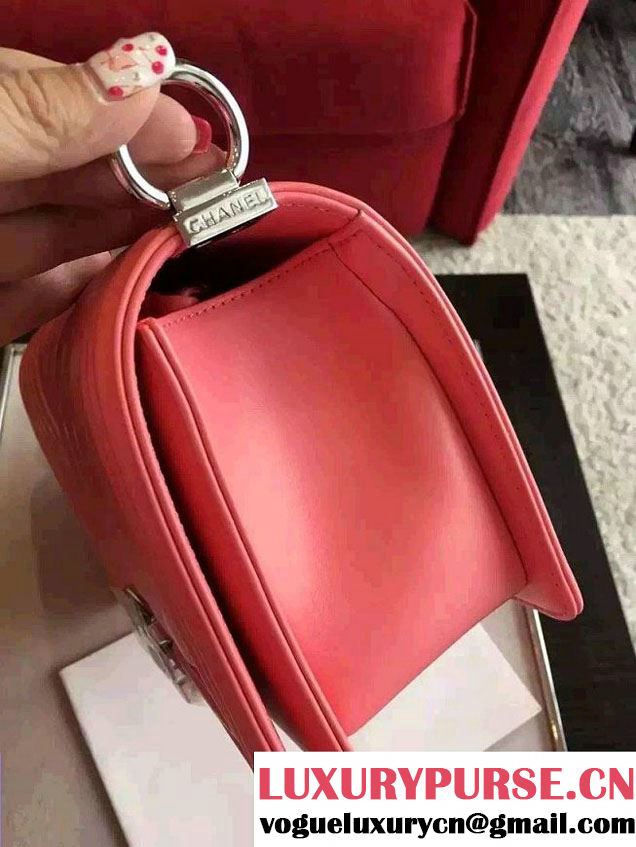 Chanel Shine Hardware Calfskin Boy Chevron Flap Medium Bag Pink 2016