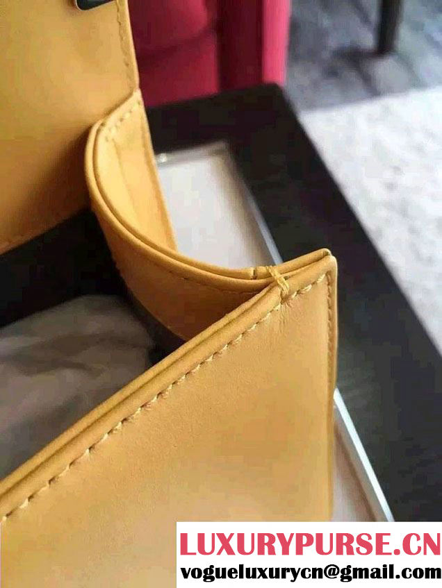 Chanel Shine Hardware Calfskin Boy Chevron Flap Medium Bag Yellow 2016