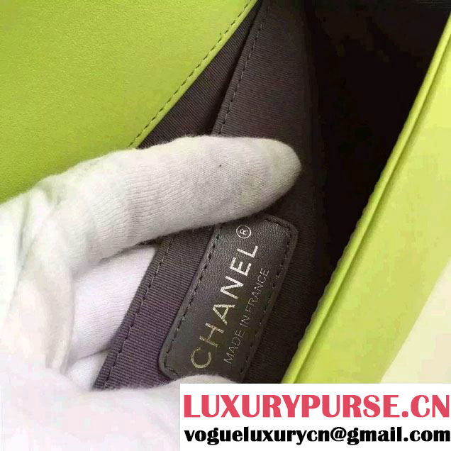 Chanel Shine Hardware Calfskin Boy Chevron Flap Medium Bag Jade Green 2016