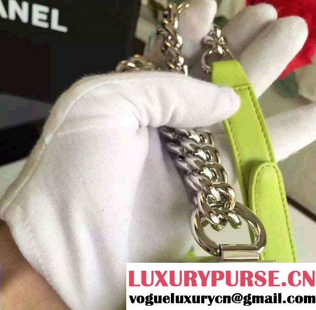Chanel Shine Hardware Calfskin Boy Chevron Flap Medium Bag Jade Green 2016