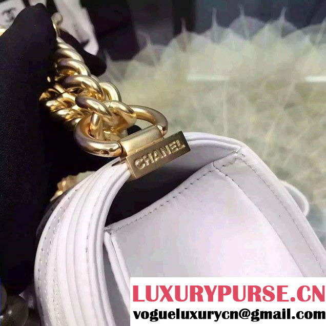 Chanel Large Stitch Chevron Grained/Calfskin/Suede Flap Bag White 2016