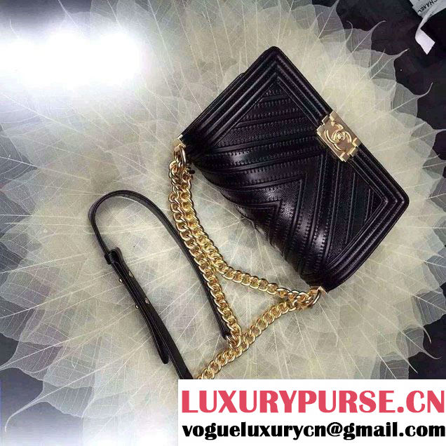 Chanel Large Stitch Chevron Grained/Calfskin/Suede Flap Bag Black 2016