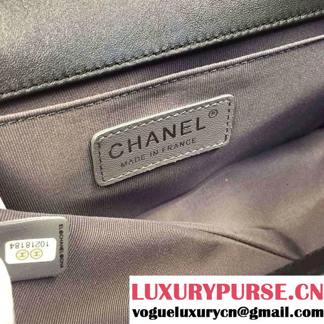 Chanel Large Stitch Chevron Lizard Pattern Calfskin Boy Flap Medium Bag Black/White 2016