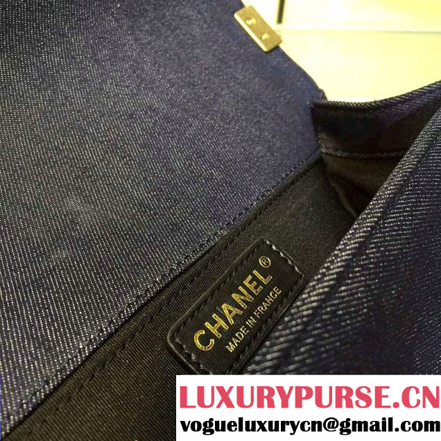 Chanel Denim and Tweed Boy Flap Medium Bag Multicolor 2016
