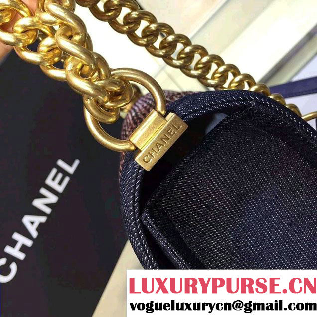 Chanel Denim and Tweed Boy Flap Medium Bag Multicolor 2016