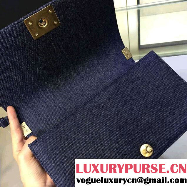 Chanel Denim and Tweed Boy Flap Medium Bag Multicolor 2016