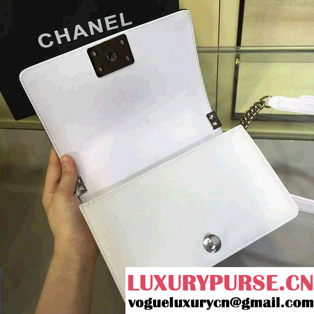 Chanel Fabric Mesh and Resin Small Boy Flap Bag White/Black/Yellow 2016