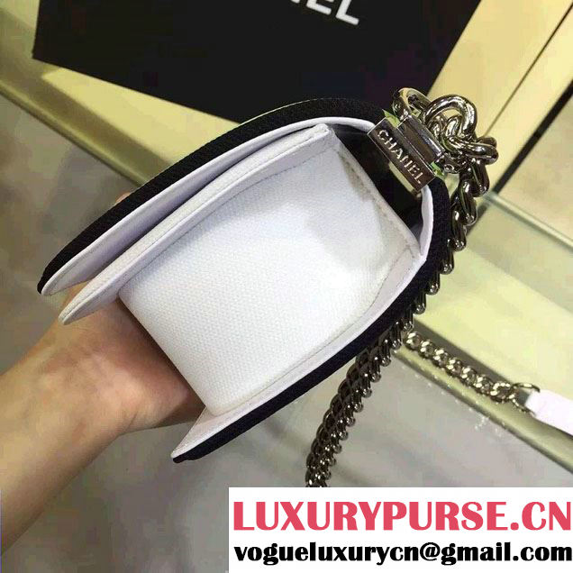 Chanel Fabric Mesh and Resin Small Boy Flap Bag White/Black/Yellow 2016