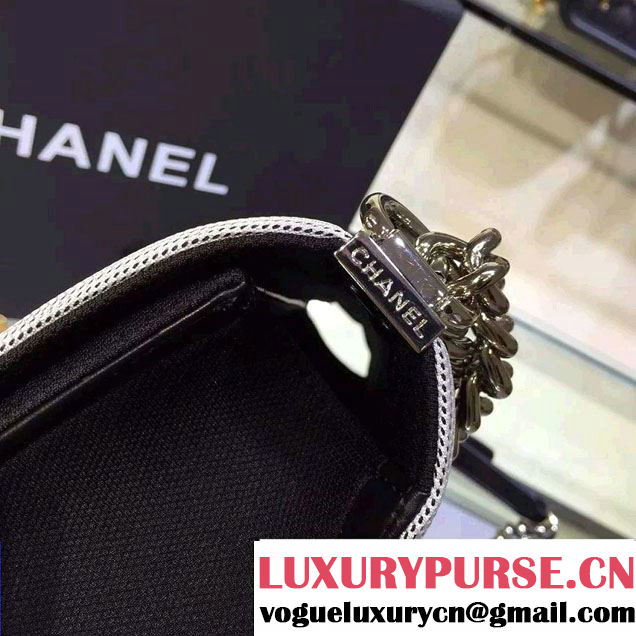 Chanel Fabric Mesh and Resin Boy Flap Bag Black/Gray/Yellow 2016