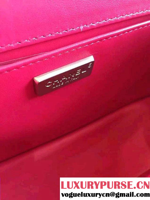 Chanel Shine Hardware Python Boy Flap Medium Bag Fushia/Silver 2016
