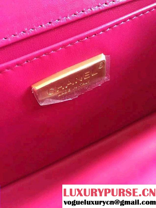 Chanel Shine Hardware Python Boy Flap Medium Bag Fushia/Gold 2016