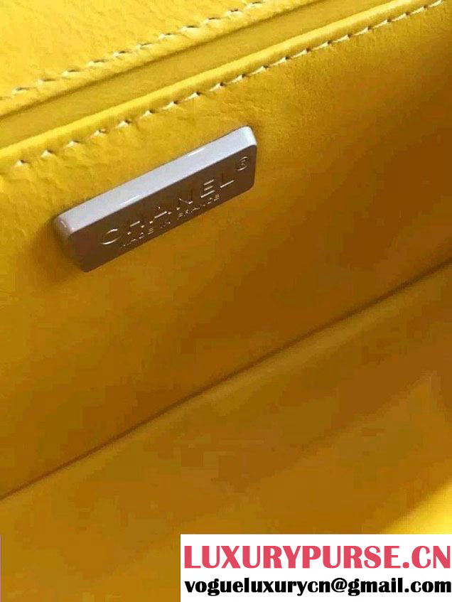 Chanel Shine Hardware Python Boy Flap Medium Bag Yellow/Silver 2016