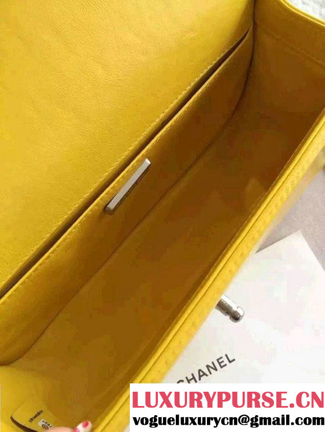 Chanel Shine Hardware Python Boy Flap Medium Bag Yellow/Silver 2016