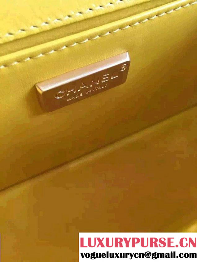 Chanel Shine Hardware Python Boy Flap Medium Bag Yellow/Gold 2016