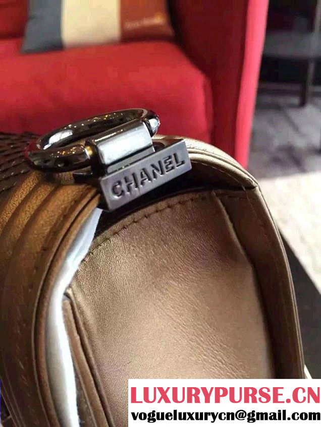 Chanel Shine Hardware Python Boy Flap Medium Bag Bronze/Silver 2016