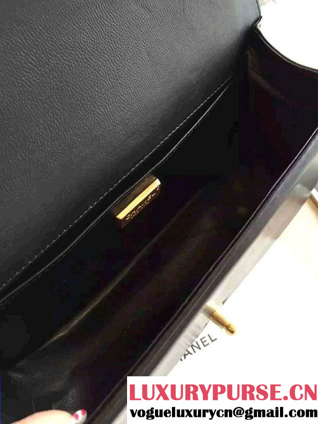 Chanel Shine Hardware Python Boy Flap Medium Bag Black/Gold 2016