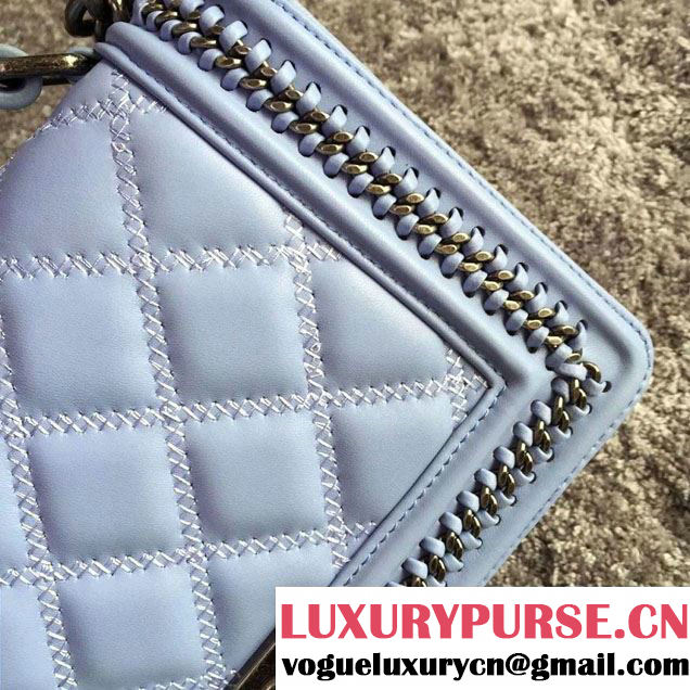 Chanel Chain Top Handle Boy Flap Bag A94804 Sky Blue 2015
