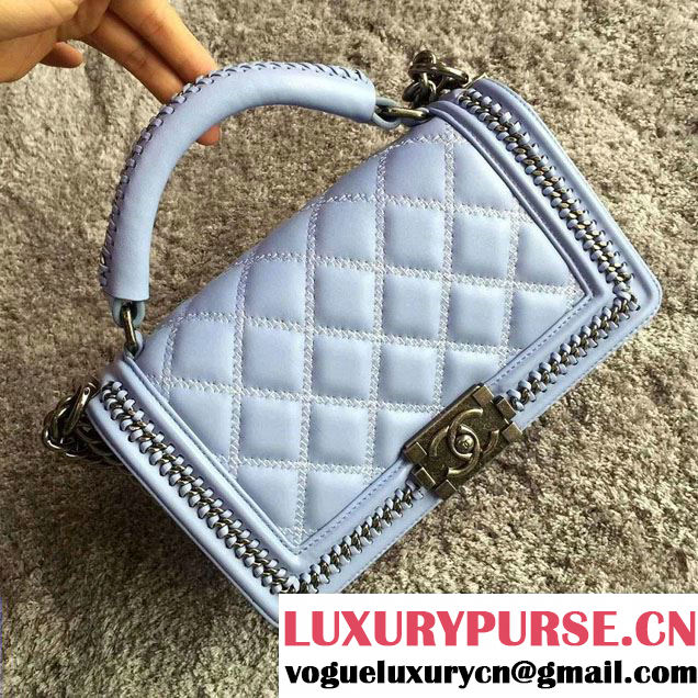 Chanel Chain Top Handle Boy Flap Bag A94804 Sky Blue 2015