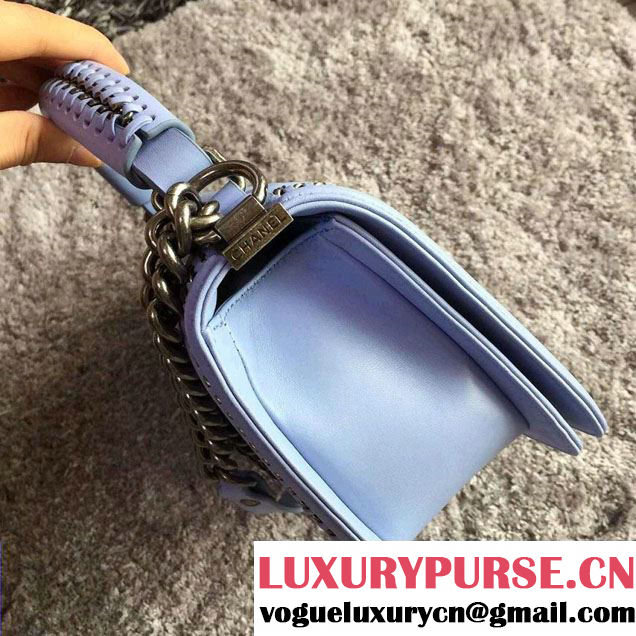 Chanel Chain Top Handle Boy Flap Bag A94804 Sky Blue 2015