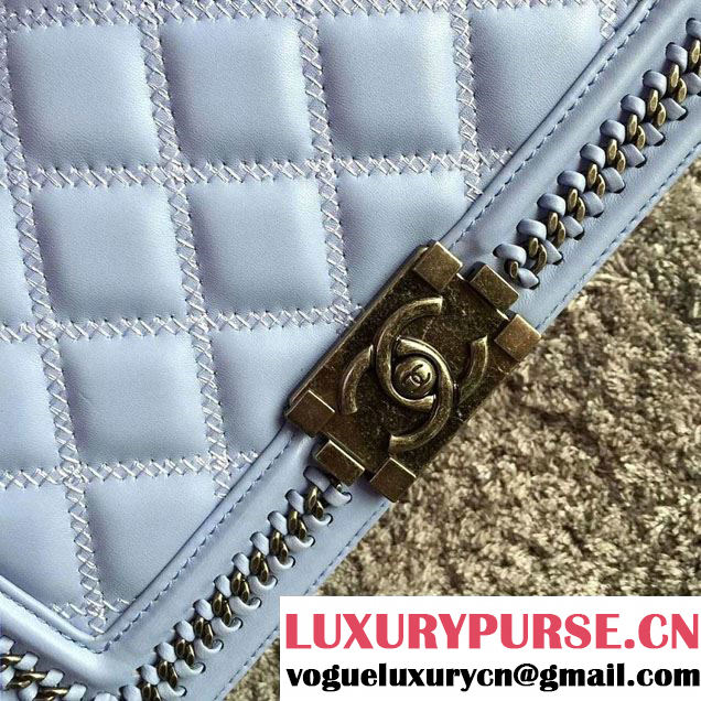 Chanel Chain Top Handle Boy Flap Bag A94804 Sky Blue 2015