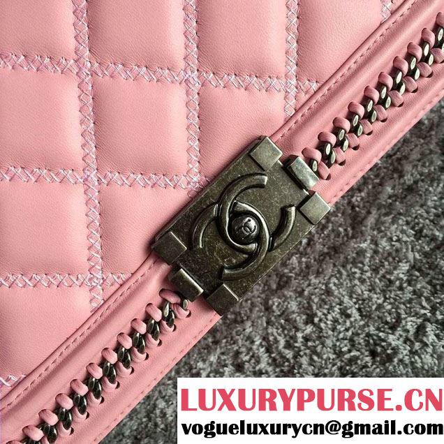 Chanel Chain Top Handle Boy Flap Bag A94804 Pink 2015