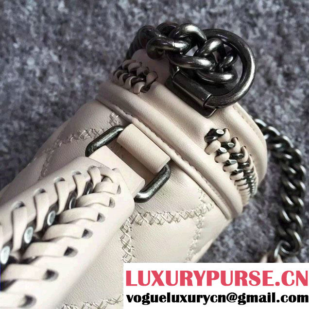 Chanel Chain Top Handle Boy Flap Bag A94804 Off White 2015