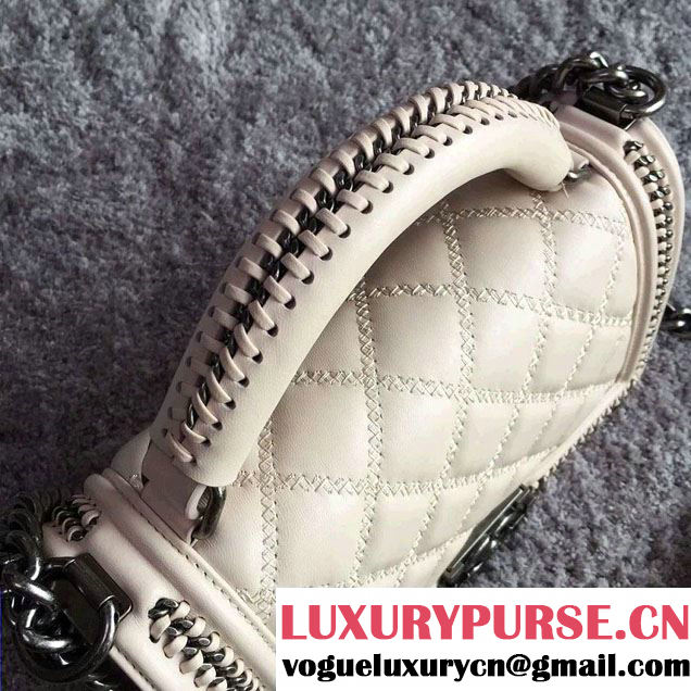 Chanel Chain Top Handle Boy Flap Bag A94804 Off White 2015