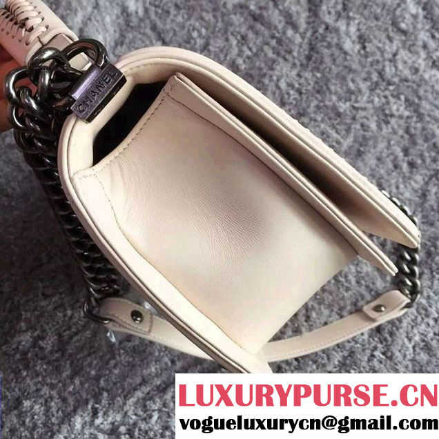 Chanel Chain Top Handle Boy Flap Bag A94804 Off White 2015