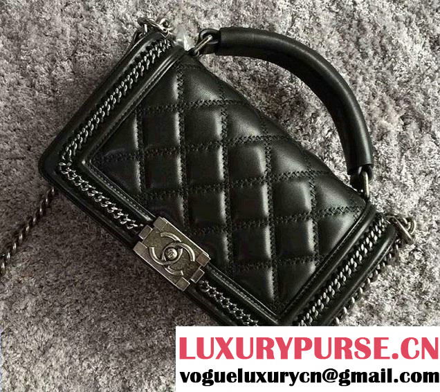 Chanel Chain Top Handle Boy Flap Bag A94804 Black 2015