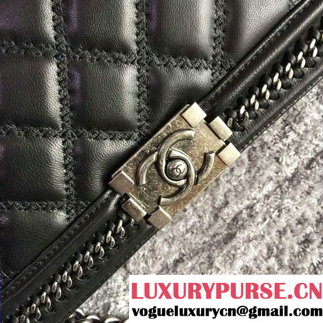 Chanel Chain Top Handle Boy Flap Bag A94804 Black 2015