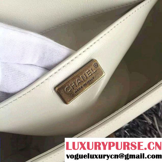 Chanel Python Chain Top Handle Boy Flap Medium Bag A94804 Off White 2015