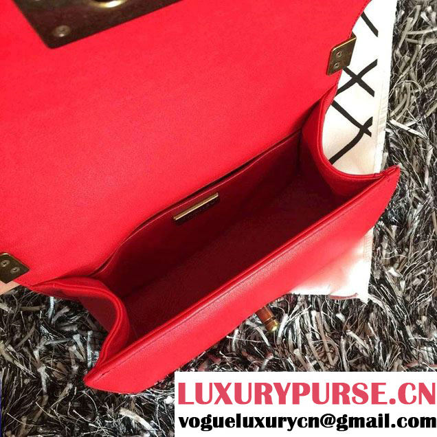 Chanel Python Chain Top Handle Boy Flap Small Bag A94804 Red 2015