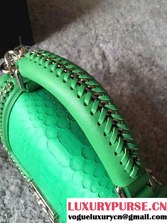 Chanel Python Chain Top Handle Boy Flap Small Bag A94804 Green 2015